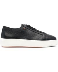 Santoni - Leather Lace-up Sneakers - Lyst