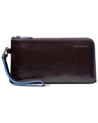 Piquadro - Logo-Plaque Leather Clutch Bag - Lyst