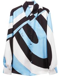Emilio Pucci - Abstract Print Buttoned Silk Blouse - Lyst