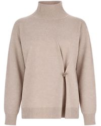 Fabiana Filippi - Platinum Turtleneck Wrap-Front Sweater - Lyst
