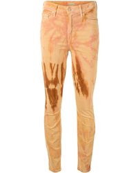 Mother Skinny-Jeans in Batikoptik - Orange