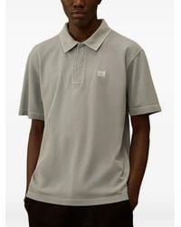 C.P. Company - 24/1 Piquet-Button Short-Sleeve Logo-Patch Cotton Polo Shirt - Lyst