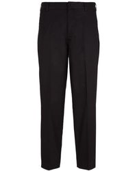 Emporio Armani - Cotton-blend Tapered Trousers - Lyst