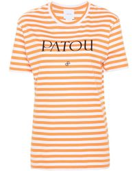 Patou - Gestreept T-shirt Met Logoprint - Lyst