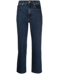 7 For All Mankind - Logan Raw-Cut Cropped Jeans - Lyst