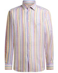 Etro - Multicoloured Striped Linen Shirt - Lyst