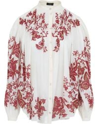 Etro - Pleated Shirt With Band Collar - Lyst