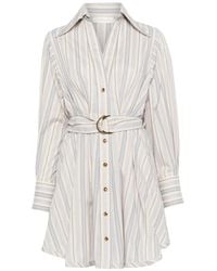Zimmermann - Robe Courte Ceinturée À Rayures - Lyst