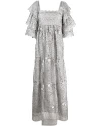 Alberta Ferretti - Lace Puff-Sleeve Maxi Dress - Lyst