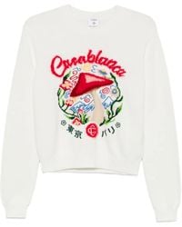 CASABLANCA - Crewneck Sweater With Mushroom Embroidery - Lyst