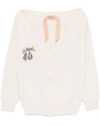 N°21 - Embellished Knitted Cardigan - Lyst