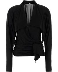 Balmain - Draped Open-Neck Top - Lyst