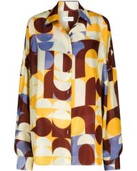 Dries Van Noten - Seidenhemd Mit Geometrischem Print - Lyst