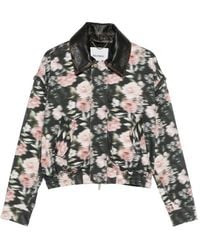 Halfboy - Floral-Print Leather-Collar Bomber Jacket - Lyst