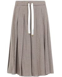 Moncler - Check-Pattern Pleated Midi Skirt - Lyst
