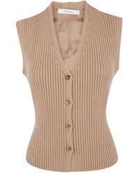 Max Mara - V-Neck Ribbed-Knit Vest - Lyst