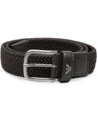 Emporio Armani - Ceinture Tressée À Détails En Cuir - Lyst