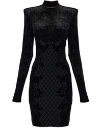 Balmain - Velvet Turtleneck Mini Dress - Lyst