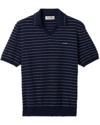 Miu Miu - Striped V-Neck T-Shirt - Lyst