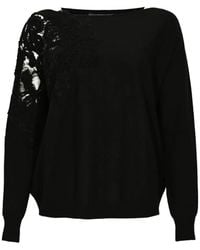 D.exterior - Lace-Detail Round-Neck Sweater - Lyst