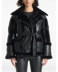 Manière De Voir - Blair Faux-Leather And Plush Puffer Biker Jacket - Lyst