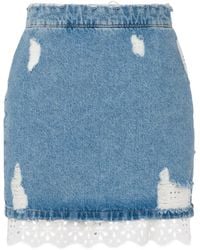 Moschino - Lace-Trim Mini Denim Skirt - Lyst