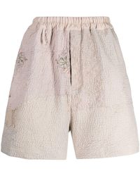 By Walid - Embroidered Linen-cotton Shorts - Lyst