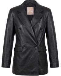 ANNAMARIAPALETTI - Veste En Cuir À Boutonnière Croisée - Lyst