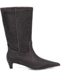AllSaints - Veda Pointed-Toe Leather Boots - Lyst