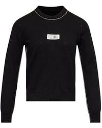 MM6 by Maison Margiela - Contrast-Trimmed Wool Blend Knit Jumper - Lyst
