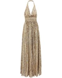 Dolce & Gabbana - Robe Longue Pailletée À Fente - Lyst