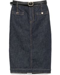 Self-Portrait Denim Skirt Set in Blue | Lyst