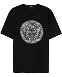 Versace - Medusa Sliced Embroidered T-shirt - Lyst