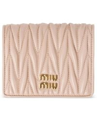 Miu Miu - Small Matelassé Nappa Leather Wallet With Snap Closure - Lyst