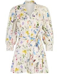 Alice + Olivia - Floral-Print Belted Dress - Lyst