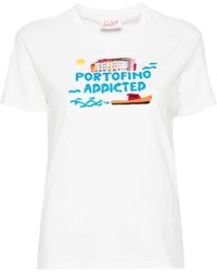 Mc2 Saint Barth - T-Shirt mit Slogan-Stickerei - Lyst