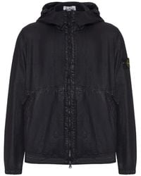 Stone Island - Lined Hooded Jacket With Adjustable Drawcord - Lyst