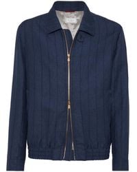 Brunello Cucinelli - Striped Zip-Up Jacket - Lyst