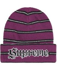 Supreme - Metallic-Stripe Beanie Hat - Lyst