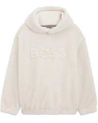 BOSS - Emed-Logo Teddy-Fleece Hoodie - Lyst