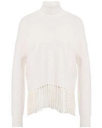 Kaos - Fringe-Trim Roll-Neck Sweater - Lyst