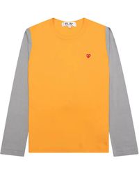 COMME DES GARÇONS PLAY - Heart-Embroidered Two-Tone Long-Sleeve T-Shirt - Lyst