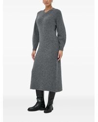 Beatrice B. - Kabelgebreide Midi-Jurk Met V-Hals - Lyst