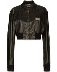 Dolce & Gabbana - Leather Cropped Jacket - Lyst