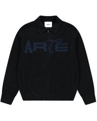 Arte' - Cardigan Zippé À Logo Brodé - Lyst