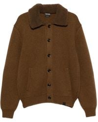 Tom Ford - Shearling-Collar Elbow-Patch Cardigan - Lyst