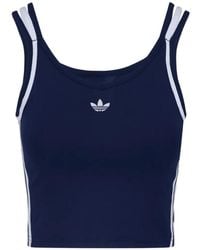adidas - Logo-Print Cropped Tank Top - Lyst