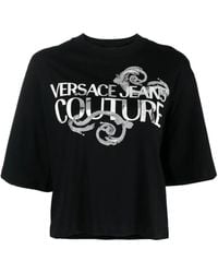 Versace Jeans Couture - T-Shirt En Coton À Logo Imprimé - Lyst