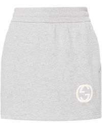 Gucci - Interlocking G-logo Cotton Miniskirt - Lyst
