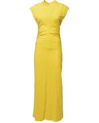 MSGM - Long Cotton Dress With Pleated Details - Lyst